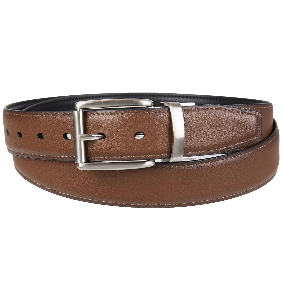 Docker's Men's 35MM Wide Reversible Stretch Belt Black Cognac