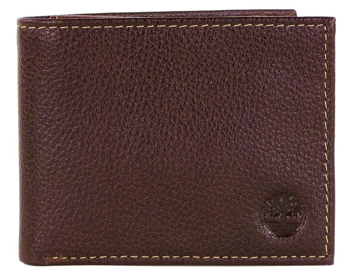 Timberland Men's Genuine Leather Bifold Passcase Wallet with Flip ID Pocket