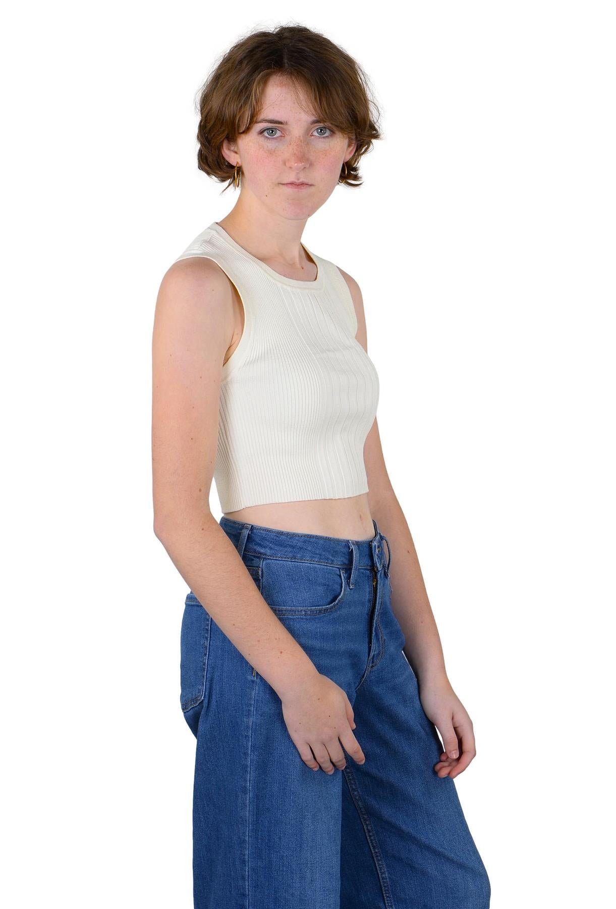 Socal Look Women’s Ribbed Knit Sleeveless Crop Tank Top