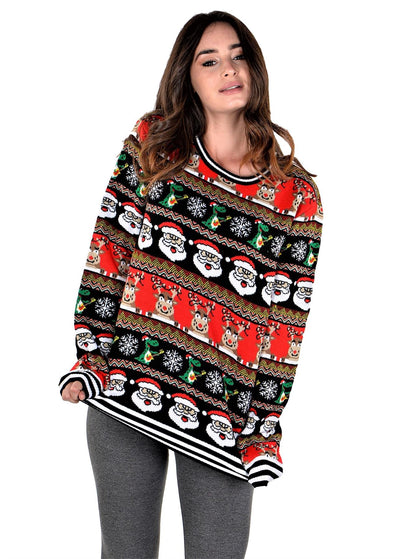 SOCAL LOOK Multicolor Unisex Youth Festive Ugly Christmas Sweater Funny Cute Santa Holiday Xmas Pullover for Big Boys & Girls