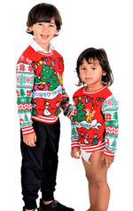 SOCAL LOOK Ugly Christmas Sweater for Kids- Unisex Children Red Color Long Sleeve Funny and Festive Tacky Cute Holiday Xmas Pullover for Boys & Girls