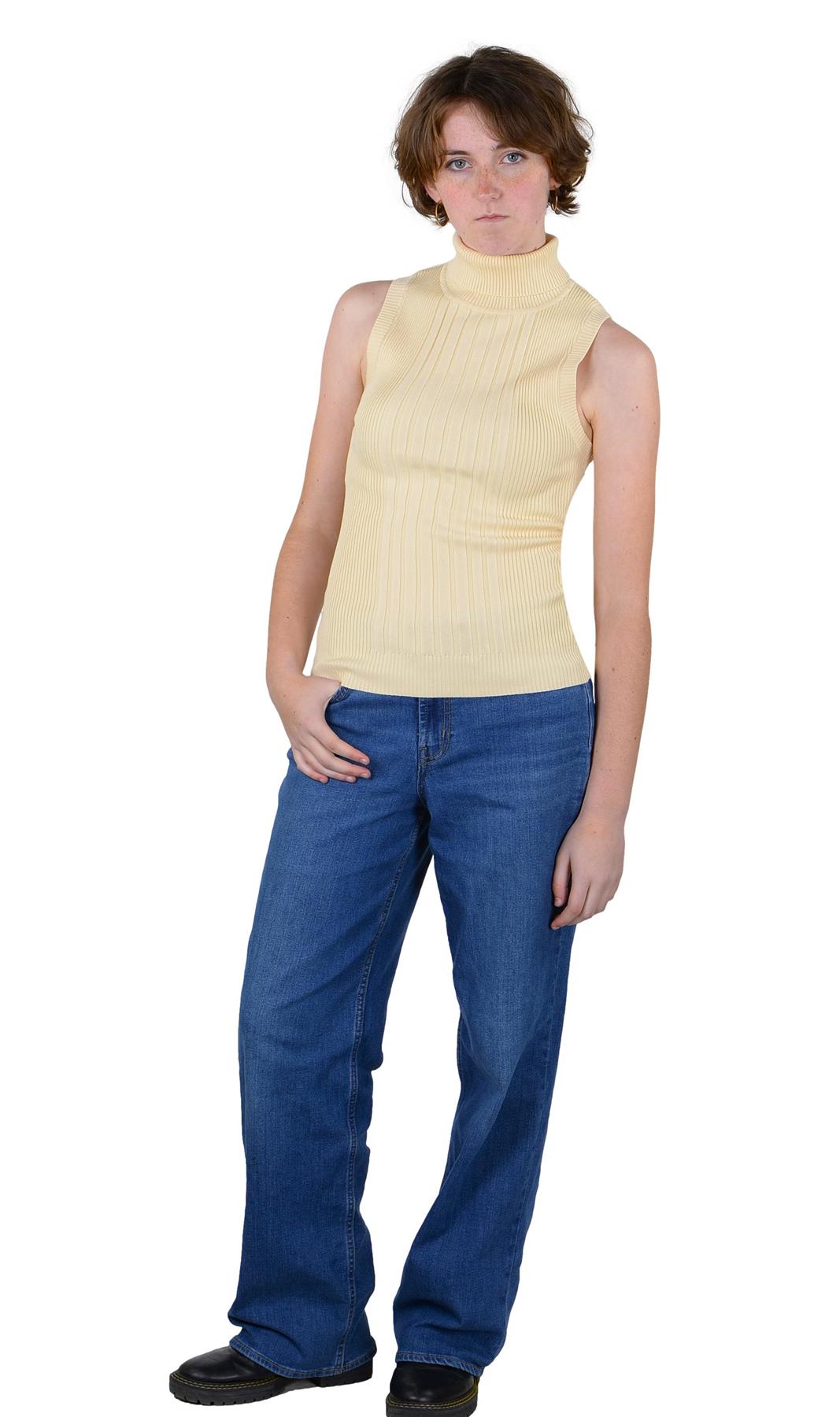 Socal Look Ribbed Women’s Sleeveless Turtleneck Top Y2K Cute
