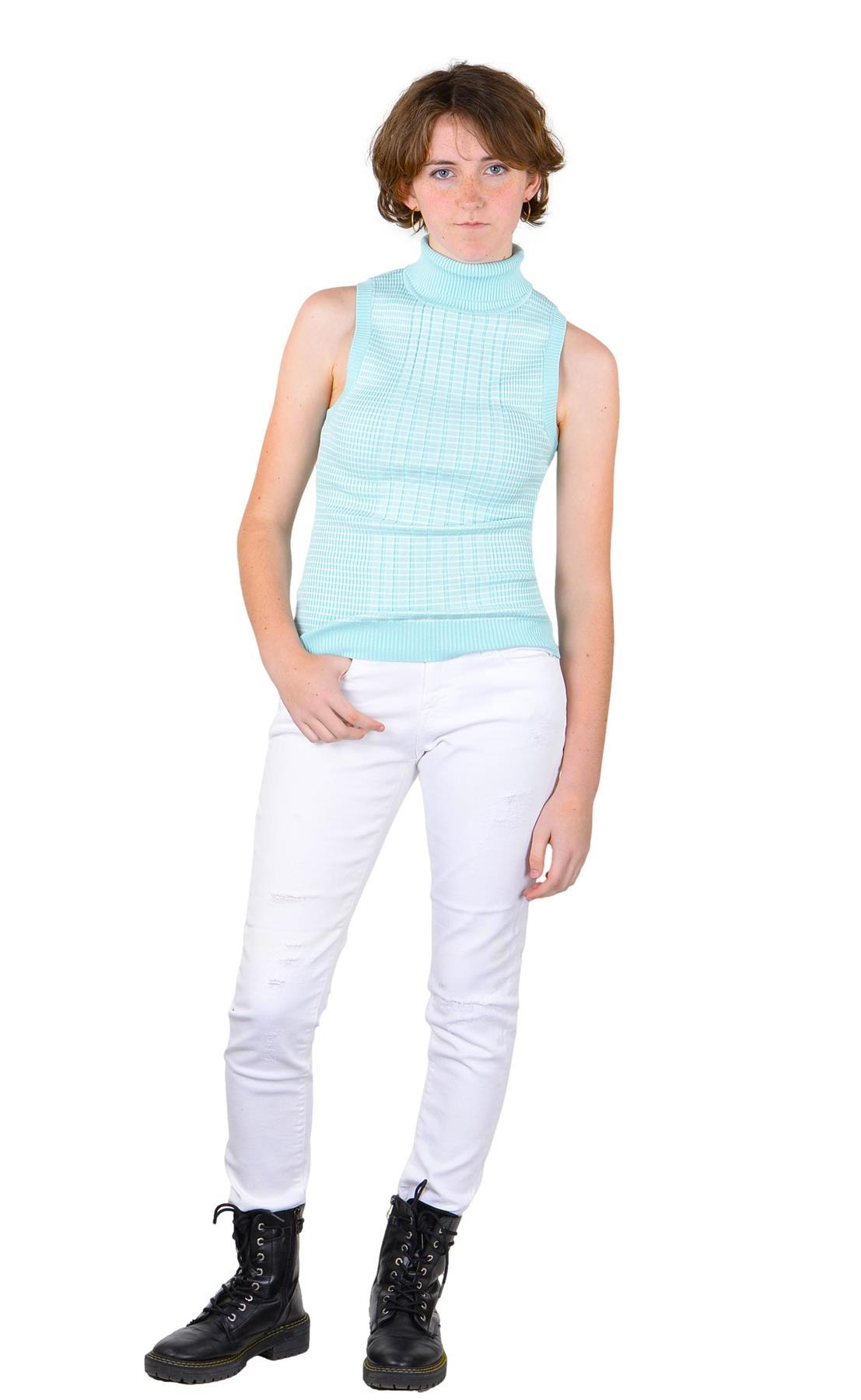 Socal Look Ribbed Women’s Sleeveless Turtleneck Top Y2K Cute