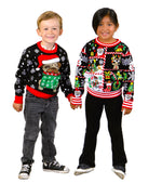 SOCAL LOOK Kids Ugly Christmas Sweater, Black Long Sleeve Unisex Children Cute Pug Holiday Xmas Pullover for Boys & Girls