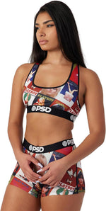 PSD Women's Playboy Xmas Covers Sports Bra Multicolor