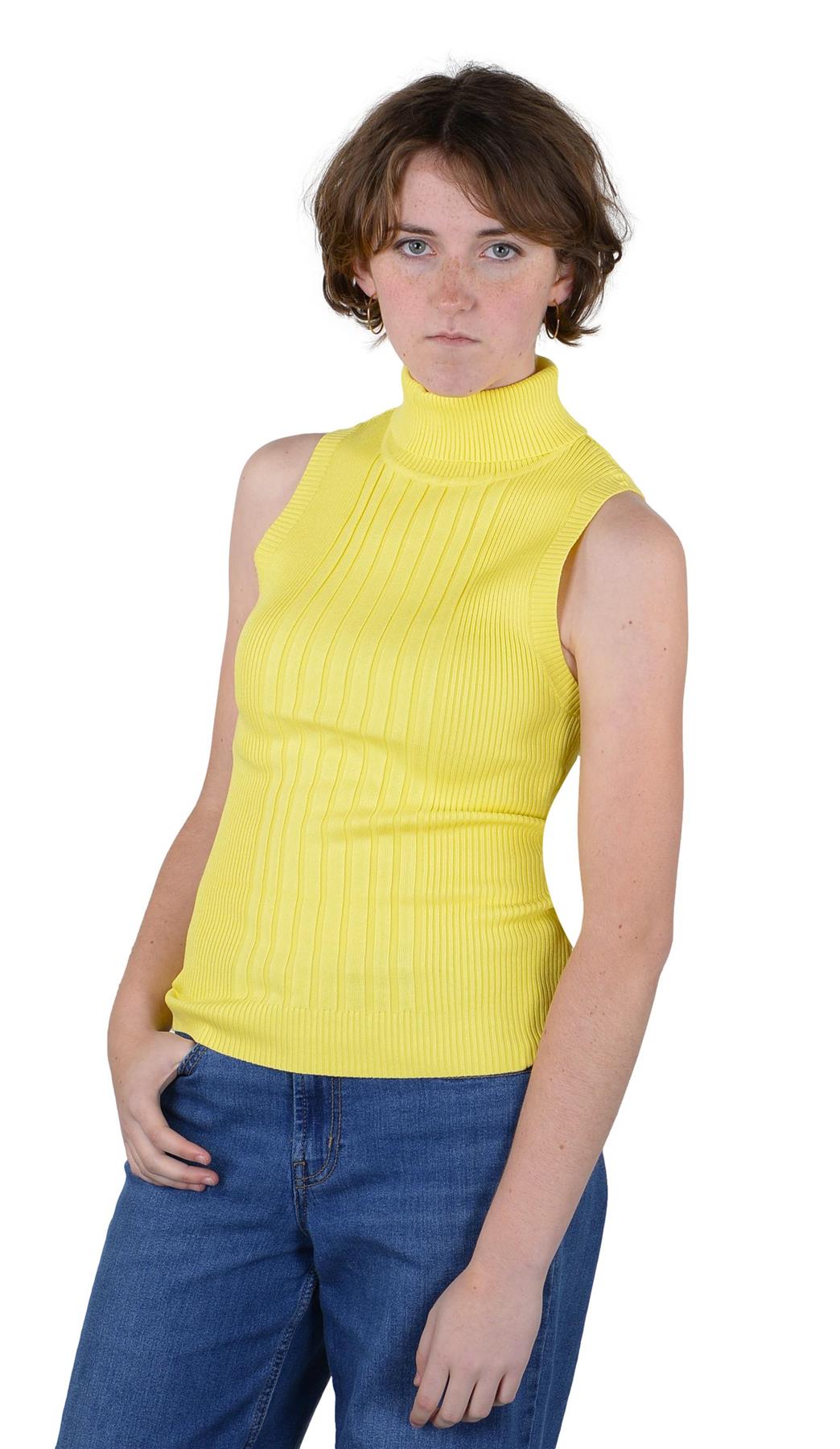 Socal Look Ribbed Women’s Sleeveless Turtleneck Top Y2K Cute