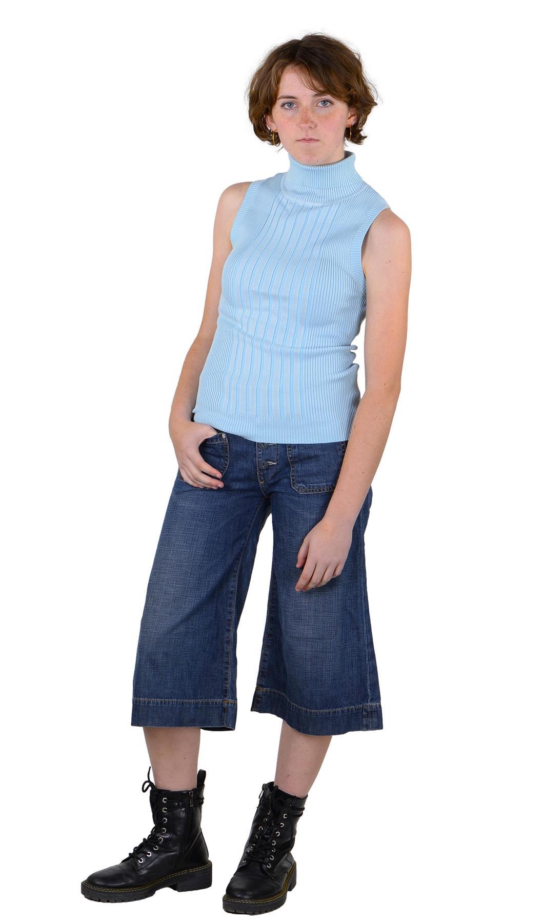 Socal Look Ribbed Women’s Sleeveless Turtleneck Top Y2K Cute