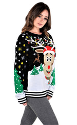 SOCAL LOOK Ugly Christmas Sweater for Teens, Multicolor Long Sleeve Unisex Youth Cute Rudolph Holiday Xmas Pullover for Big Boys and Girls