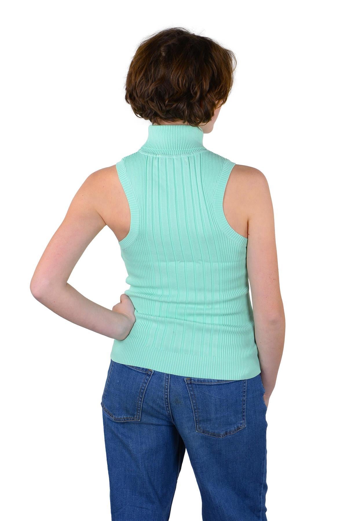 Socal Look Ribbed Women’s Sleeveless Turtleneck Top Y2K Cute