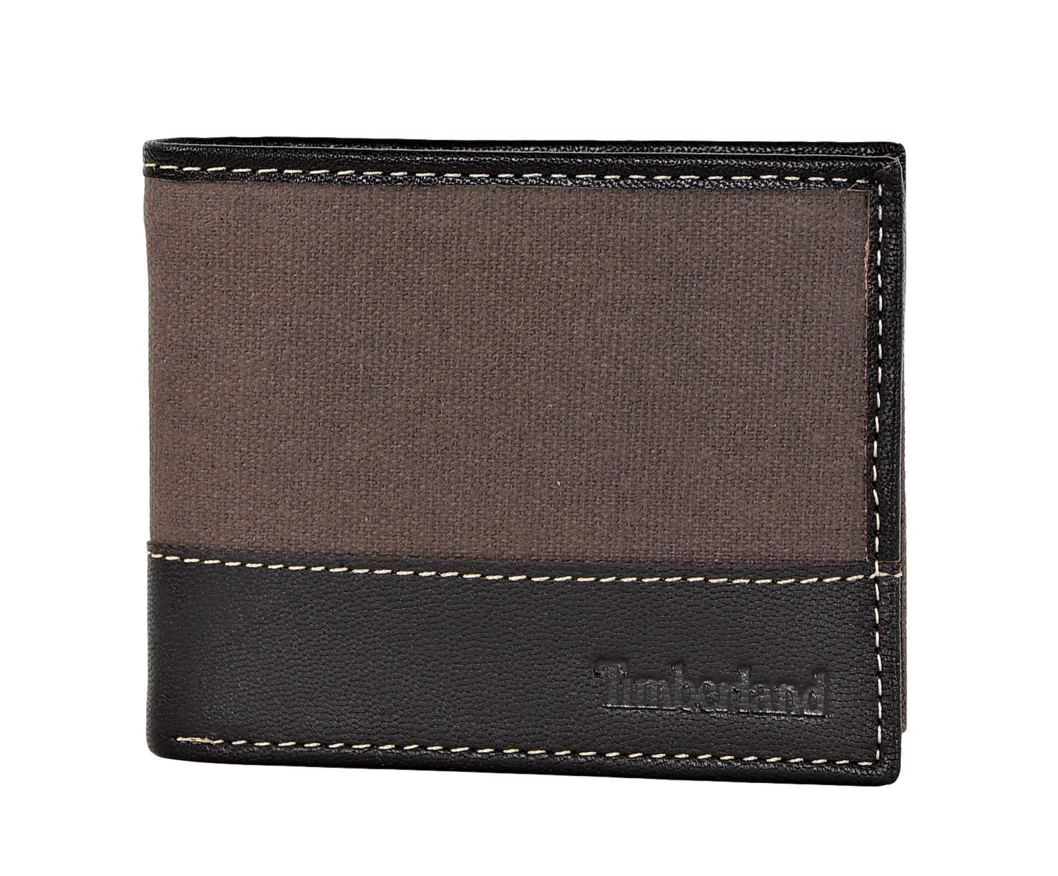 Timberland Men's Genuine Leather Bifold Passcase Wallet with Flip ID Pocket