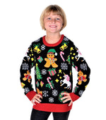 KESIS Kids Ugly Christmas Sweater - Black Long Sleeve Tacky Cute Holiday Pullover for Boys & Girls