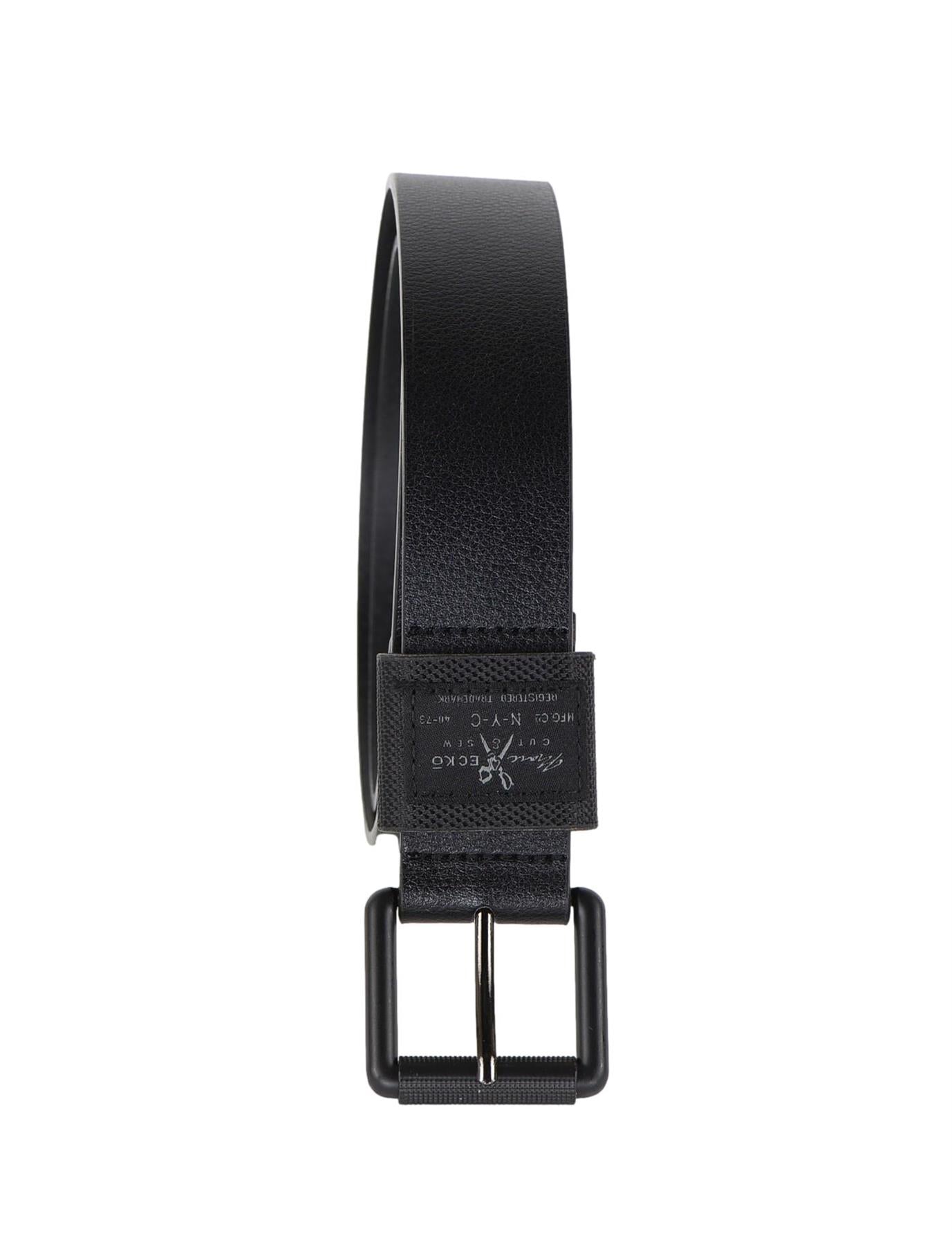 Marc Ecko Men's 1.4" Wide Black Casual Belt with Roller Buckle & 1.5" Keeper