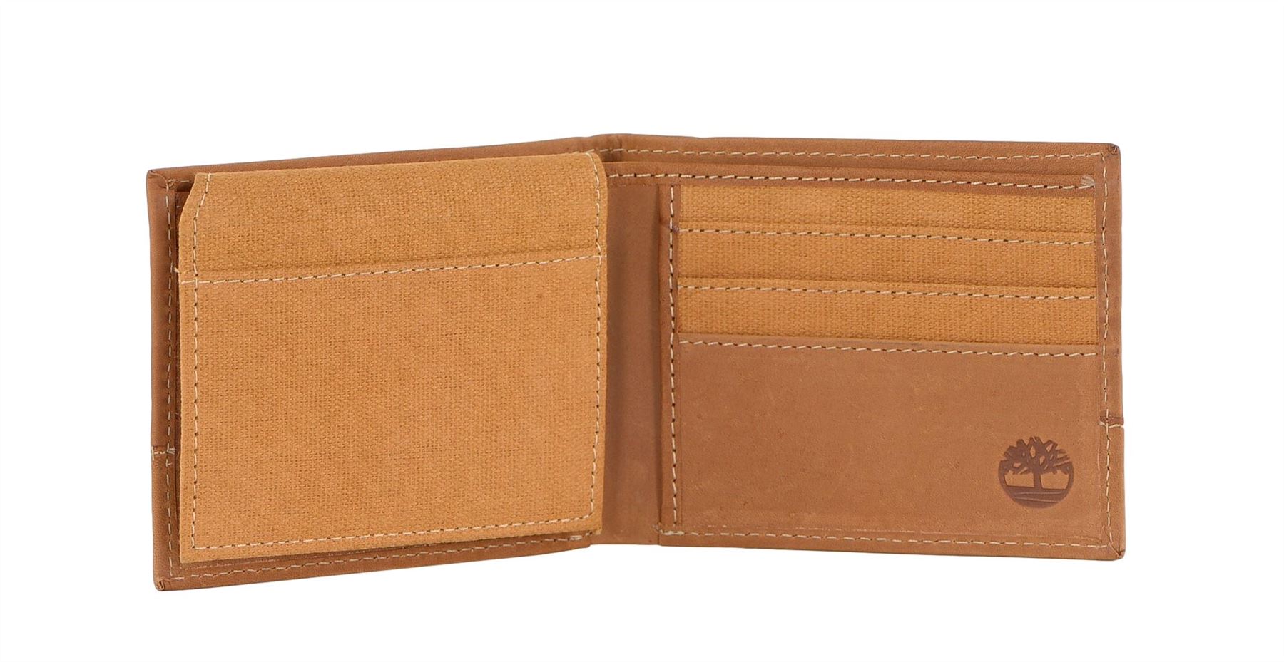 Timberland Men's Genuine Leather Bifold Passcase Wallet with Flip ID Pocket