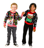 SOCAL LOOK Kids Ugly Christmas Sweater, Black Long Sleeve Unisex Children Cute Pug Holiday Xmas Pullover for Boys & Girls