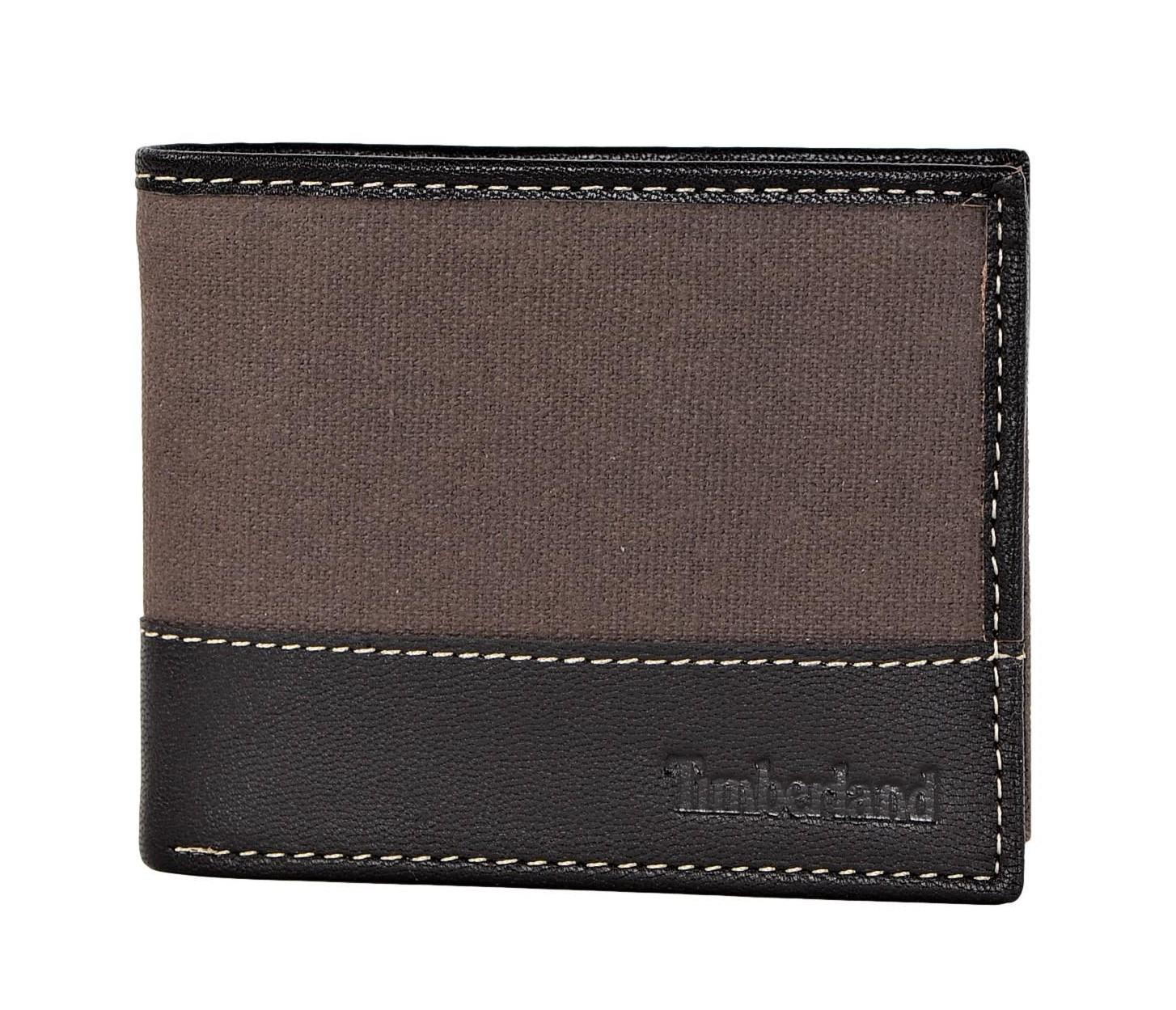 Timberland Men's Genuine Leather Bifold Passcase Wallet with Flip ID Pocket