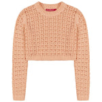 SOCAL LOOK Women’s Crochet Cotton Crop Top Long Sleeve Crew Neck