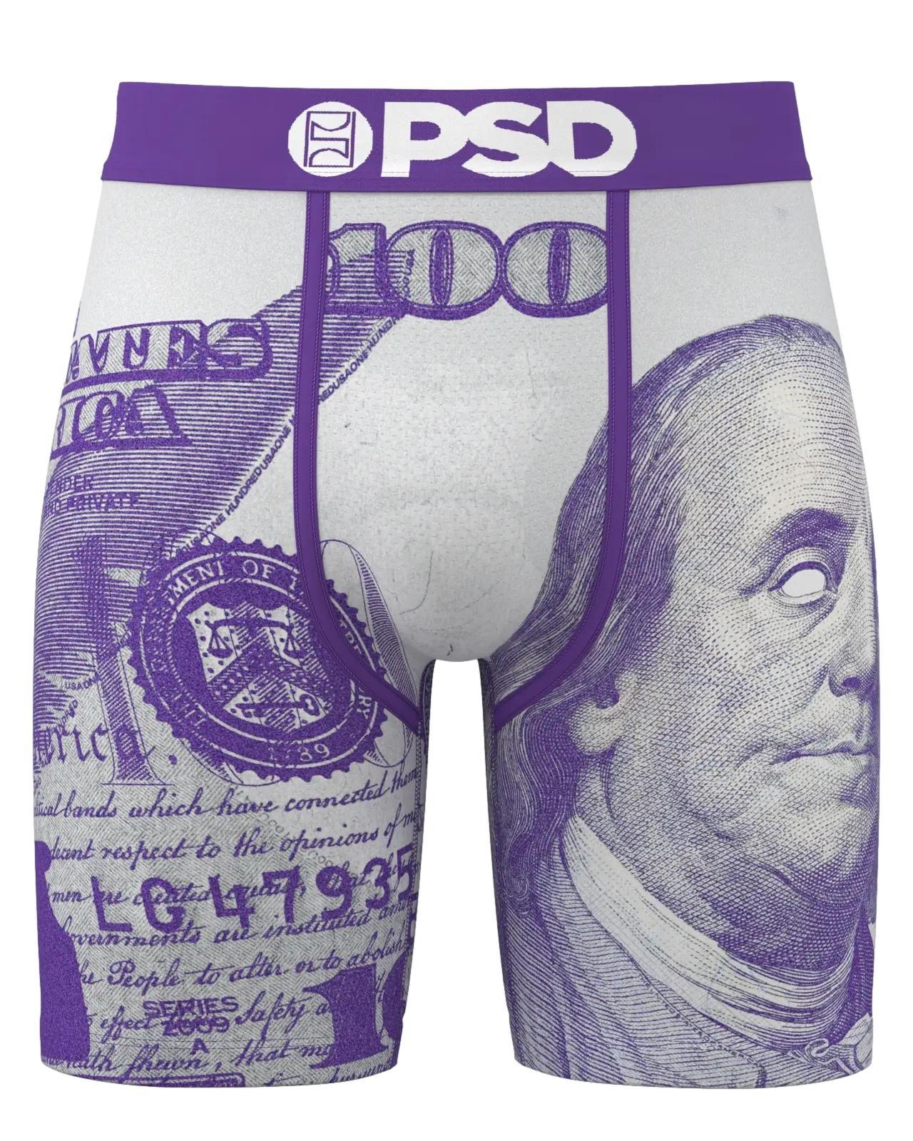 PSD Men's C-Note Purple Boxer Briefs - Breathable and Supportive Underwear