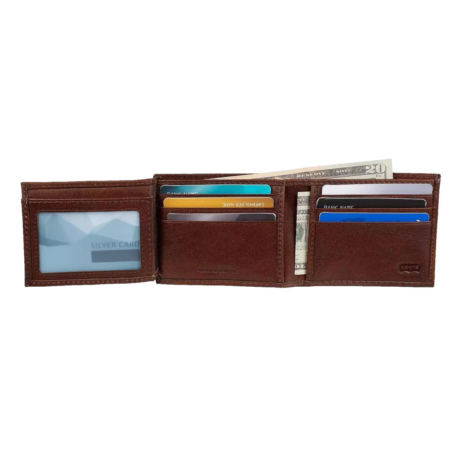 Levi's Men's RFID Bifold Leather Wallet Slim Classic Billfold