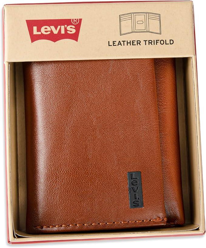 Levi's Men's RFID Trifold Leather Wallet -Slim Classic Billfold