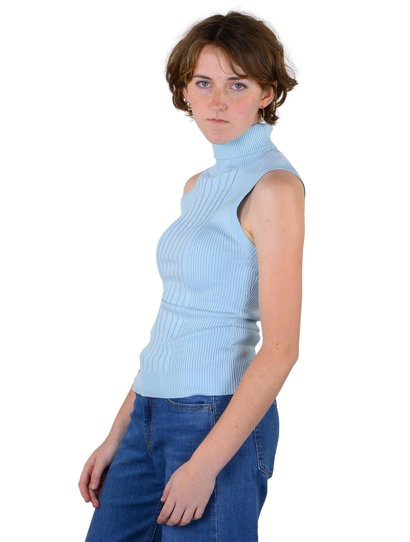 Socal Look Ribbed Women’s Sleeveless Turtleneck Top Y2K Cute