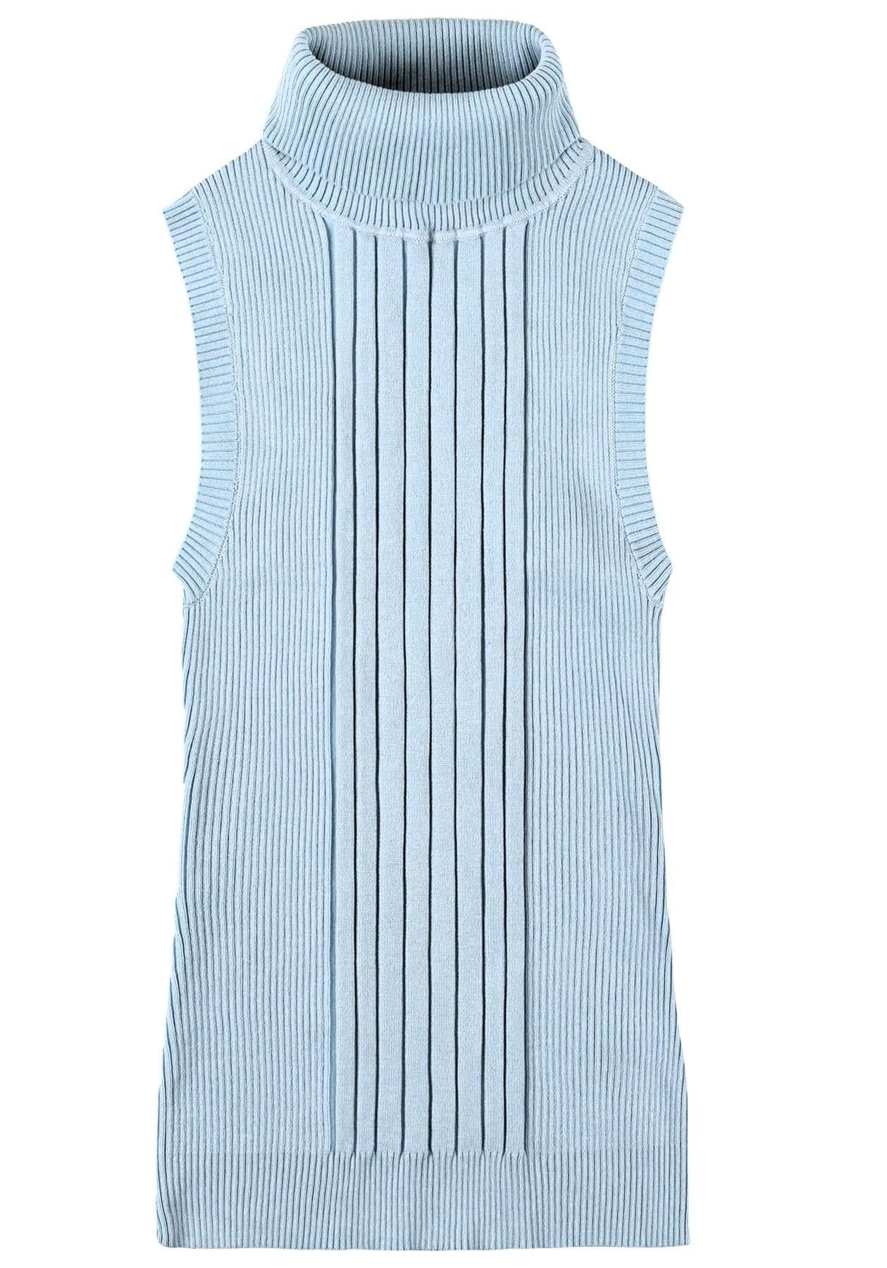 Socal Look Ribbed Women’s Sleeveless Turtleneck Top Y2K Cute