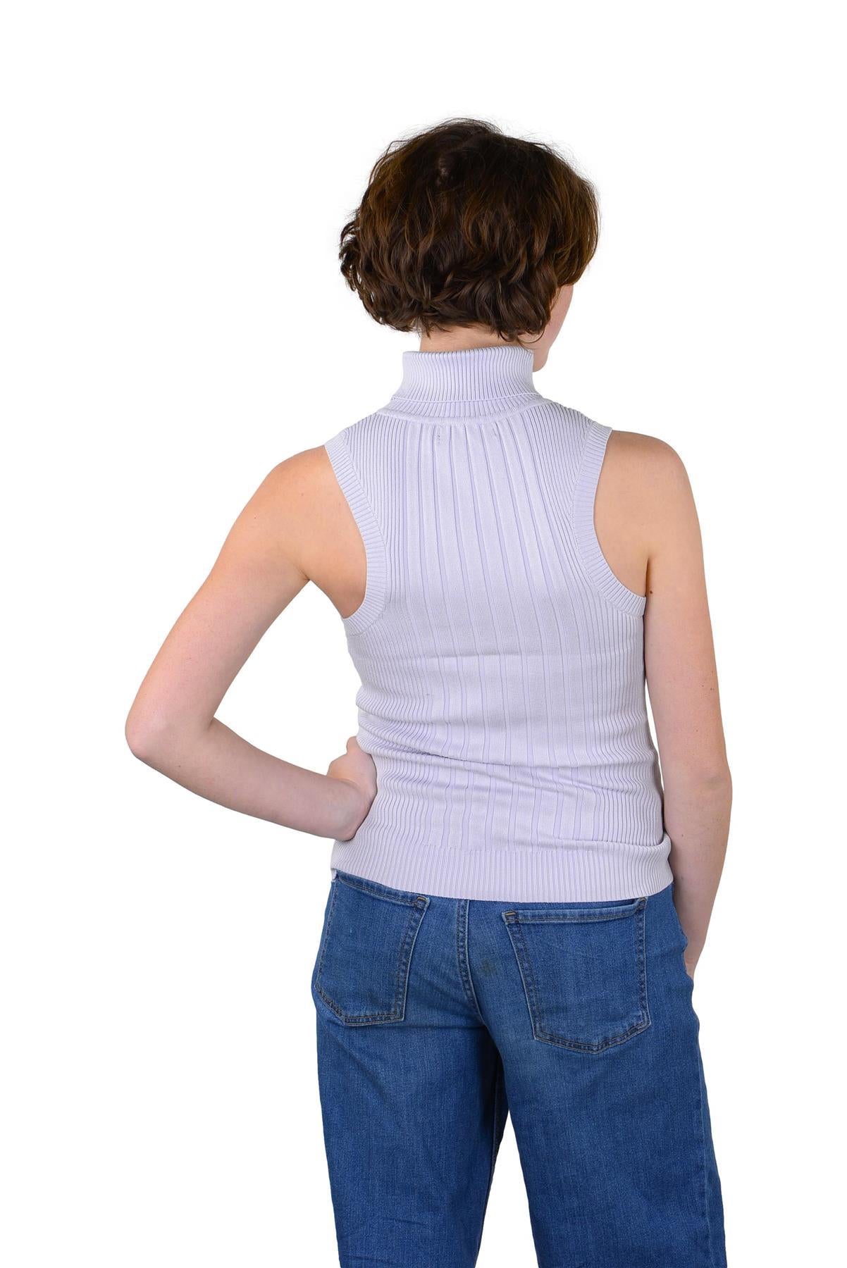 Socal Look Ribbed Women’s Sleeveless Turtleneck Top Y2K Cute