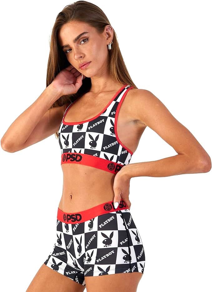 PSD Women's Playboy Checkers Sports Bra Multicolor