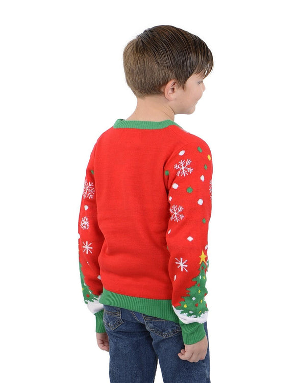 SOCAL LOOK Youth Crew Neck Long Sleeve Ugly Christmas Sweater Rudolph The Red Nose Pullover Red