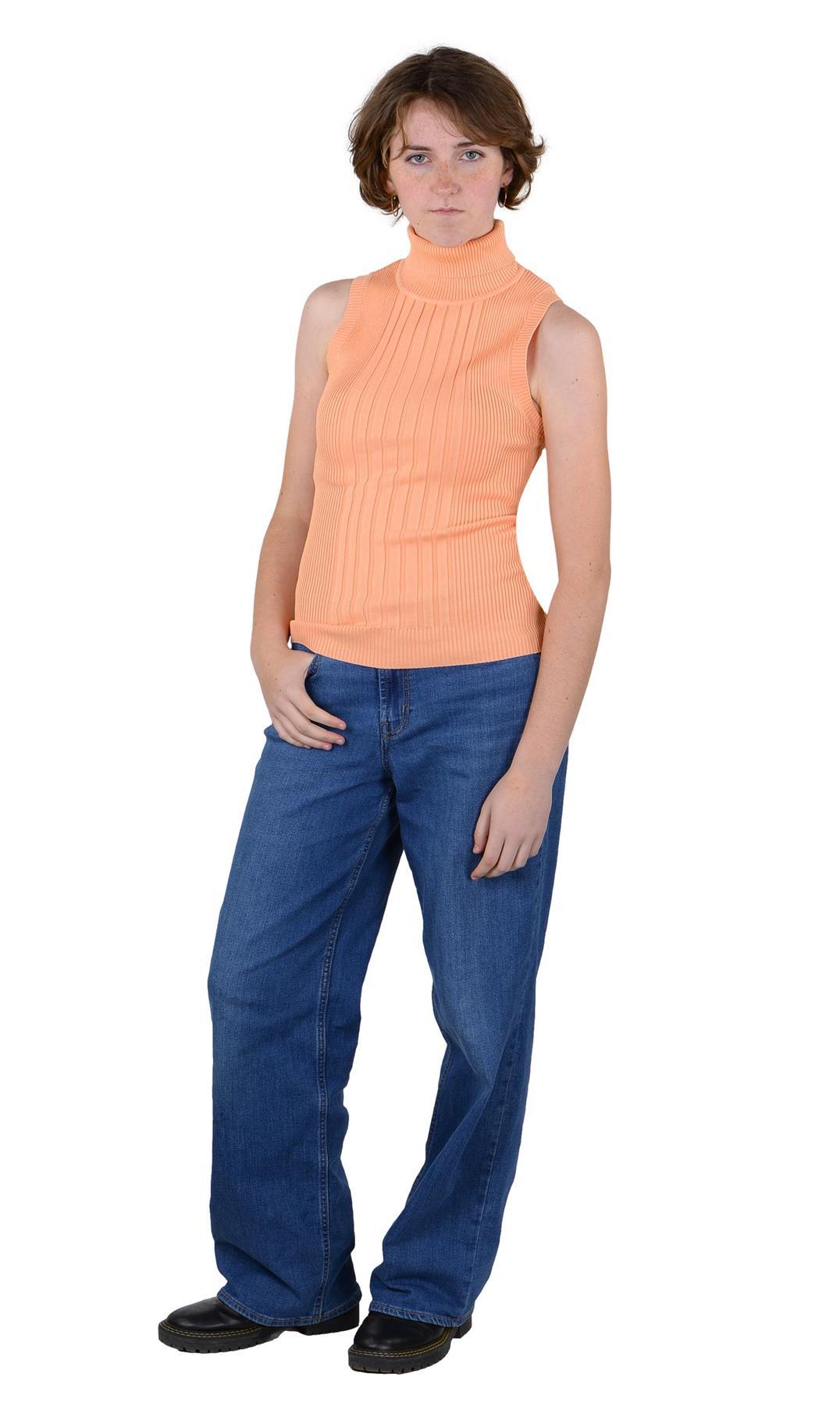Socal Look Ribbed Women’s Sleeveless Turtleneck Top Y2K Cute