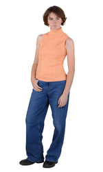 Socal Look Ribbed Women’s Sleeveless Turtleneck Top Y2K Cute