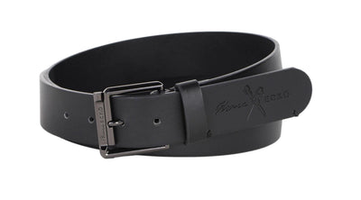 Marc Ecko Men's 1.5" Wide Black Casual Belt with Embossed Logo Buckle