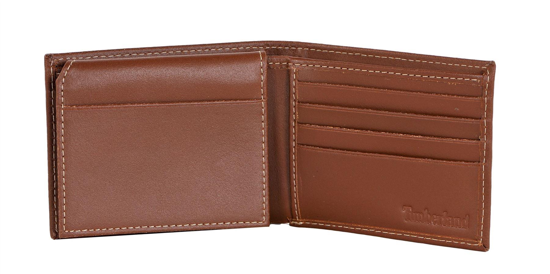 Timberland Men's Genuine Leather Bifold Passcase Wallet with Flip ID Pocket