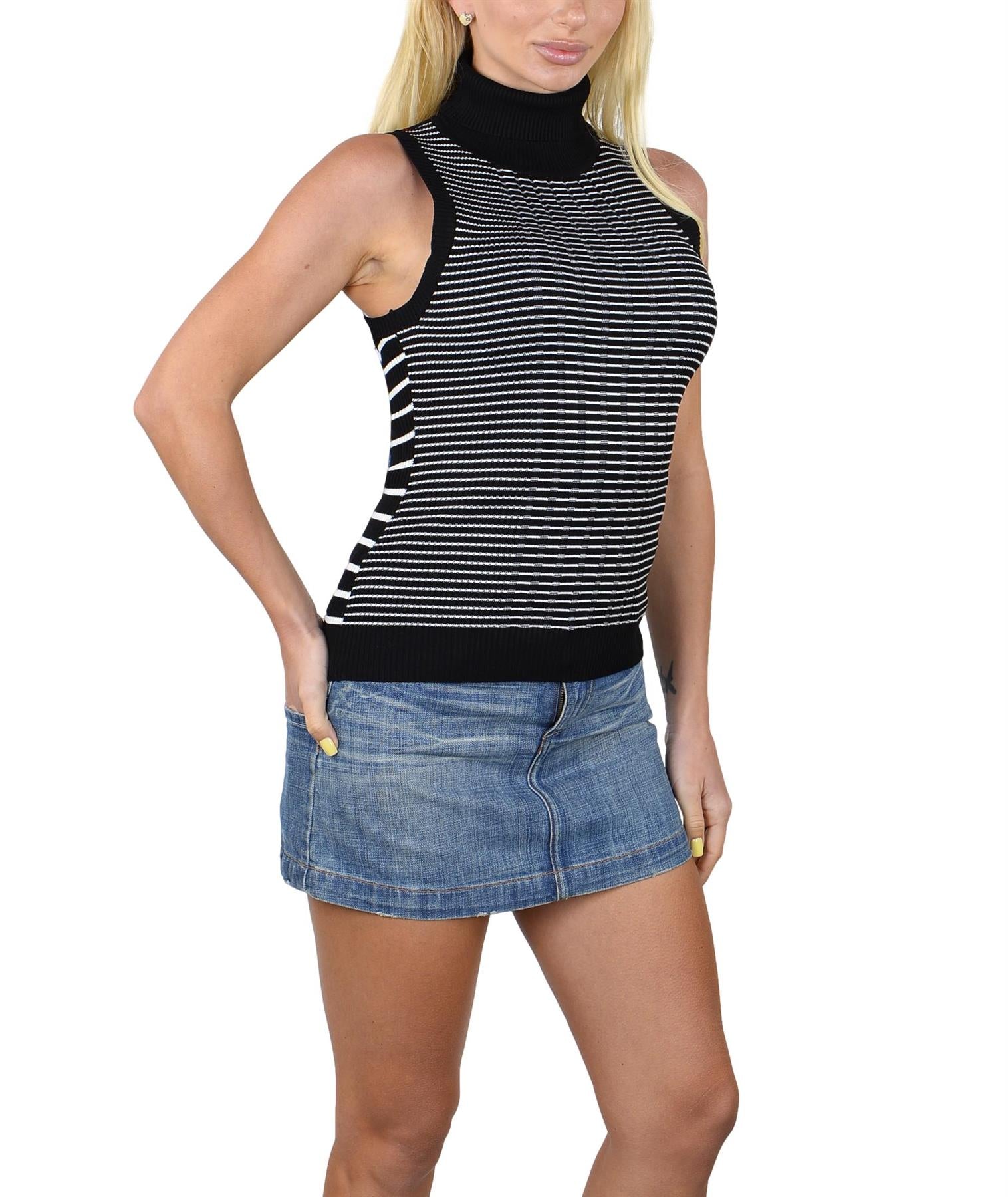 Socal Look Ribbed Women’s Sleeveless Turtleneck Top Y2K Cute