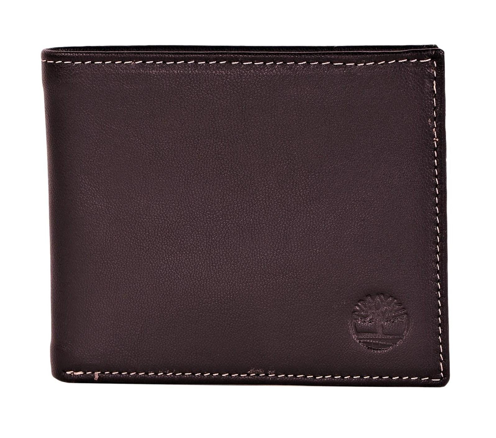Timberland Men's Genuine Leather Bifold Passcase Wallet with Flip ID Pocket