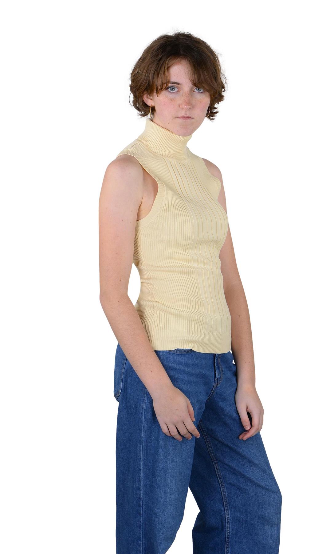 Socal Look Ribbed Women’s Sleeveless Turtleneck Top Y2K Cute