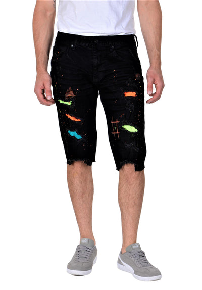 Smoke Rise Men's Fashion Denim Shorts with Rip and Repair