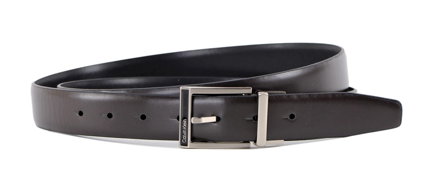Calvin Klein Men\'s 32mm Reversible Set Belt 4-in-1 Black Leather Strap