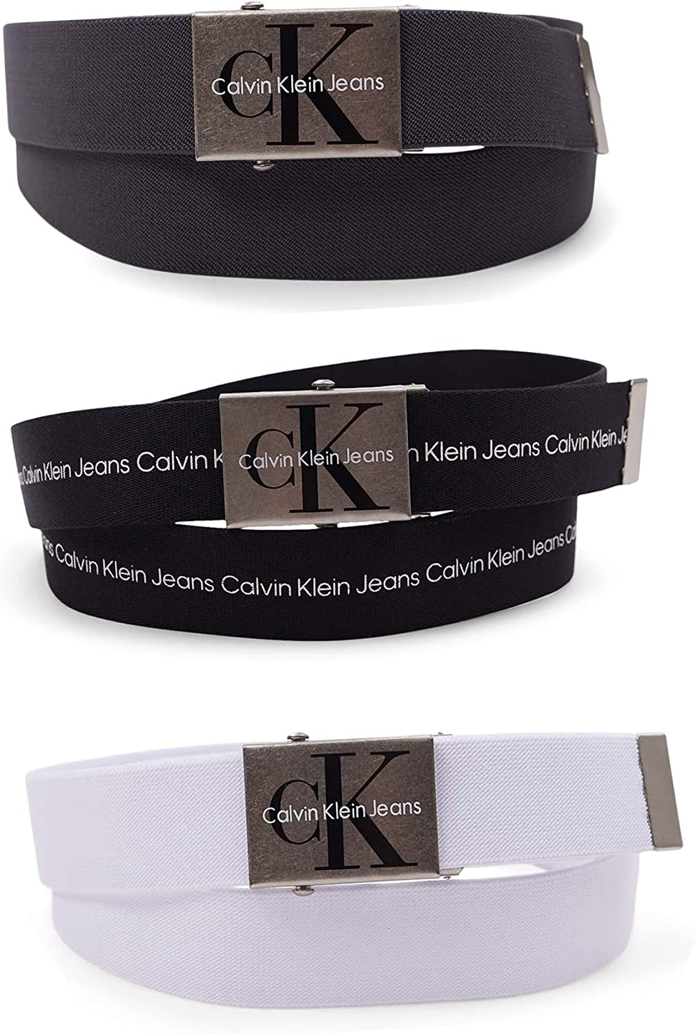 Calvin Klein Unisex 35mm Casual 3-Pack Military Adjustable Web Buckle
