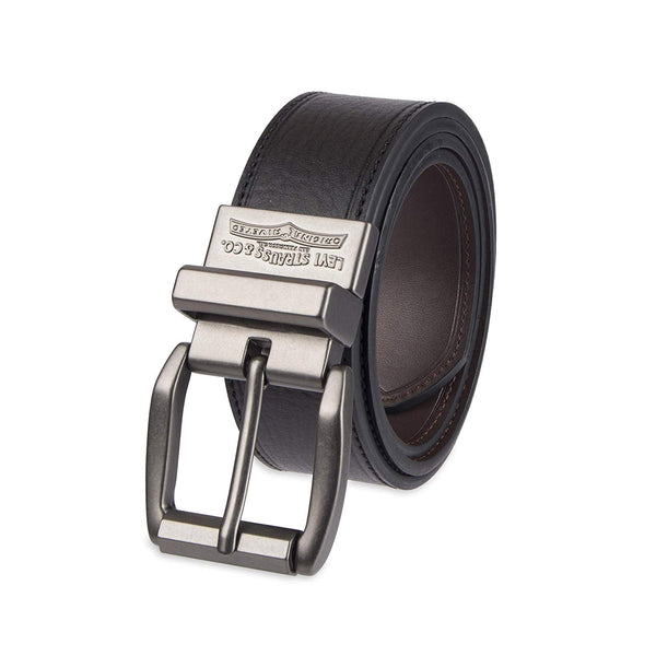 Levi\'s Black Leather Belt with Twisted Silver Buckle Levis Mens Black Synthetic Leather Belt With Silver Buckle  main image 3