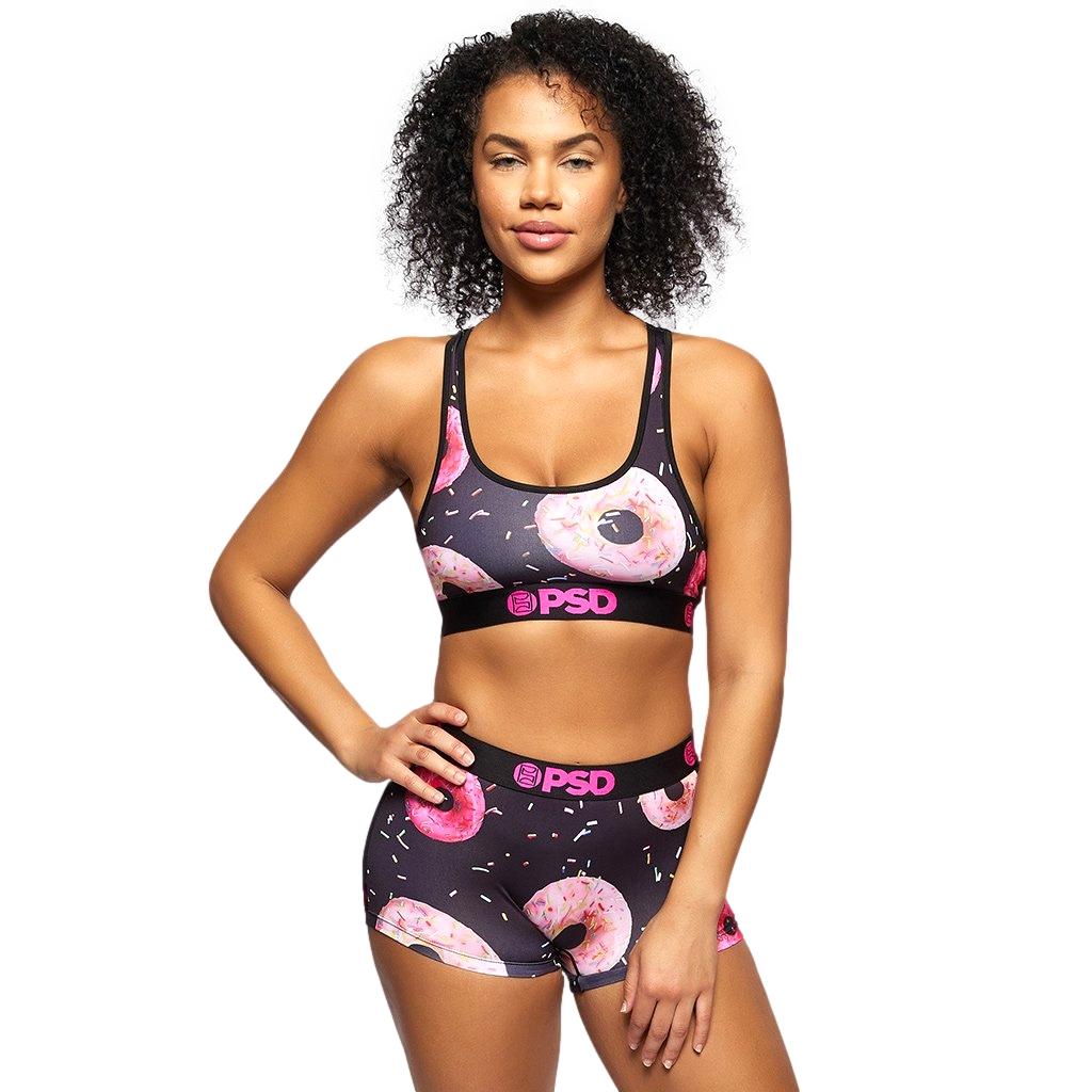 PSD Underwear Womens Donut Kll My Vibe Sports Bra Black