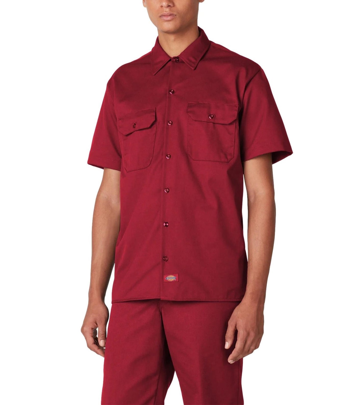 Red dickies shop work shirt