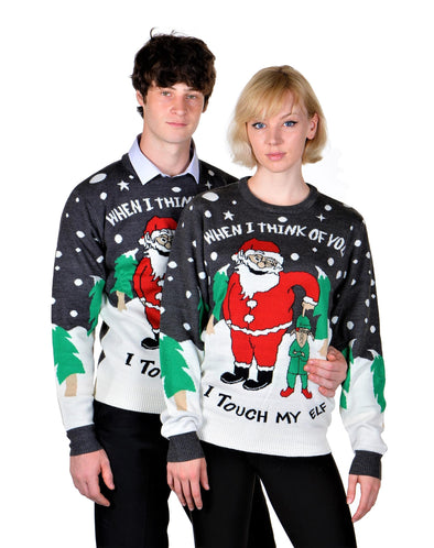 santa ugly christmas sweaters with elf Heather Charcoal