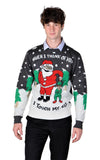 santa ugly christmas sweaters with elf for boys Heather Charcoal