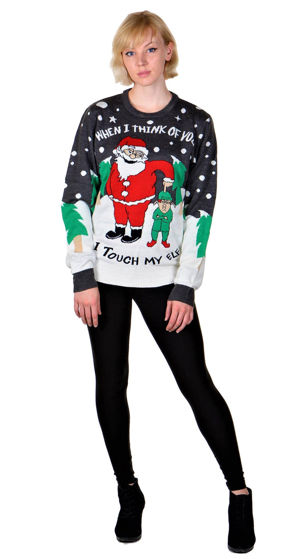 ugly christmas elf sweater for girls Heather Charcoal
