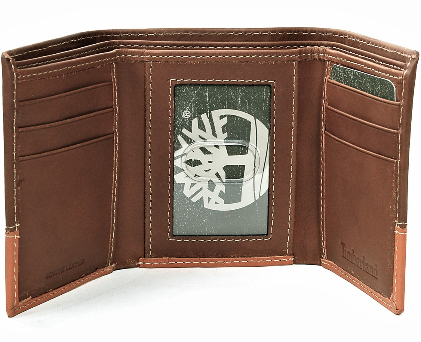 timberland men's leather trifold wallet with id window