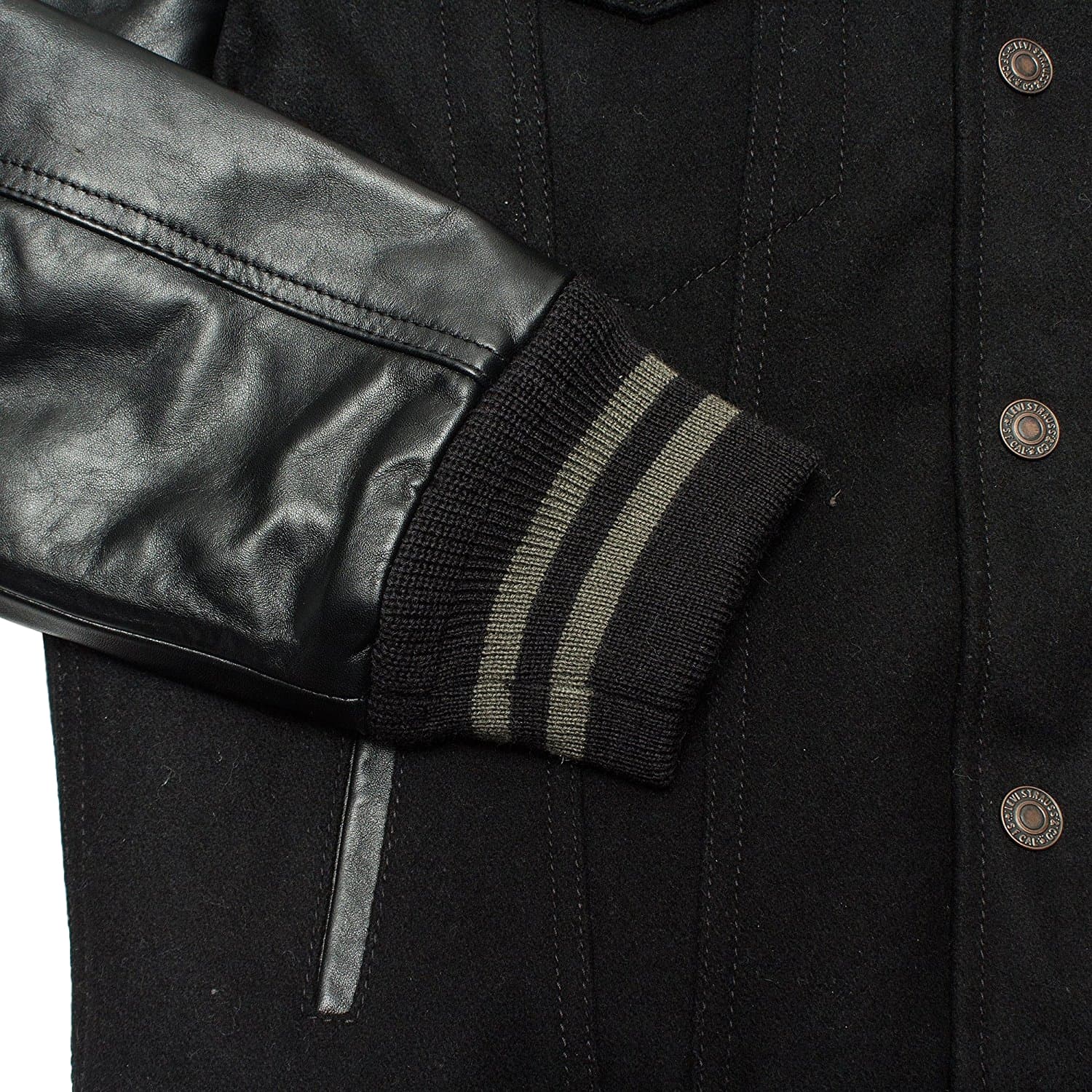 Levi’s◆TRUCKER VARSITY HYBRID /ウール/BLK Levi's THERMORE Men's Varsity Trucker Jacket Black 28134-0002