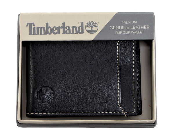 Timberland Men's Premium Genuine Leather Flip Clip Wallet