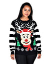 vintage reindeer ugly christmas sweater for girls Navy Blue