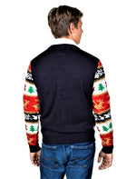 reindeer ugly christmas cardigan boy multicolor back view