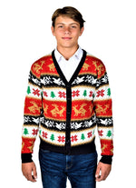 reindeer ugly christmas cardigan boy multicolor